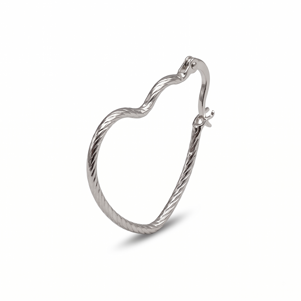 925 Sterling Silver Heart Hoop Earrings, Twisted Heart Earrings, Minimalist Silver Hoops, Romantic Jewelry Gift for Her, Everyday Earrings