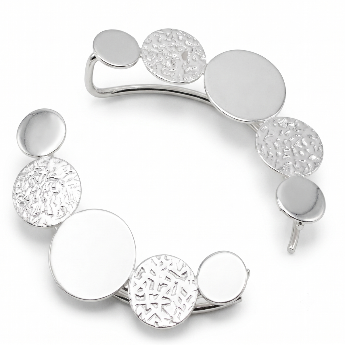 Handmade Sterling Silver 92.5 Geometric Hoop Ear Cuffs| Textured Circle Jewelry