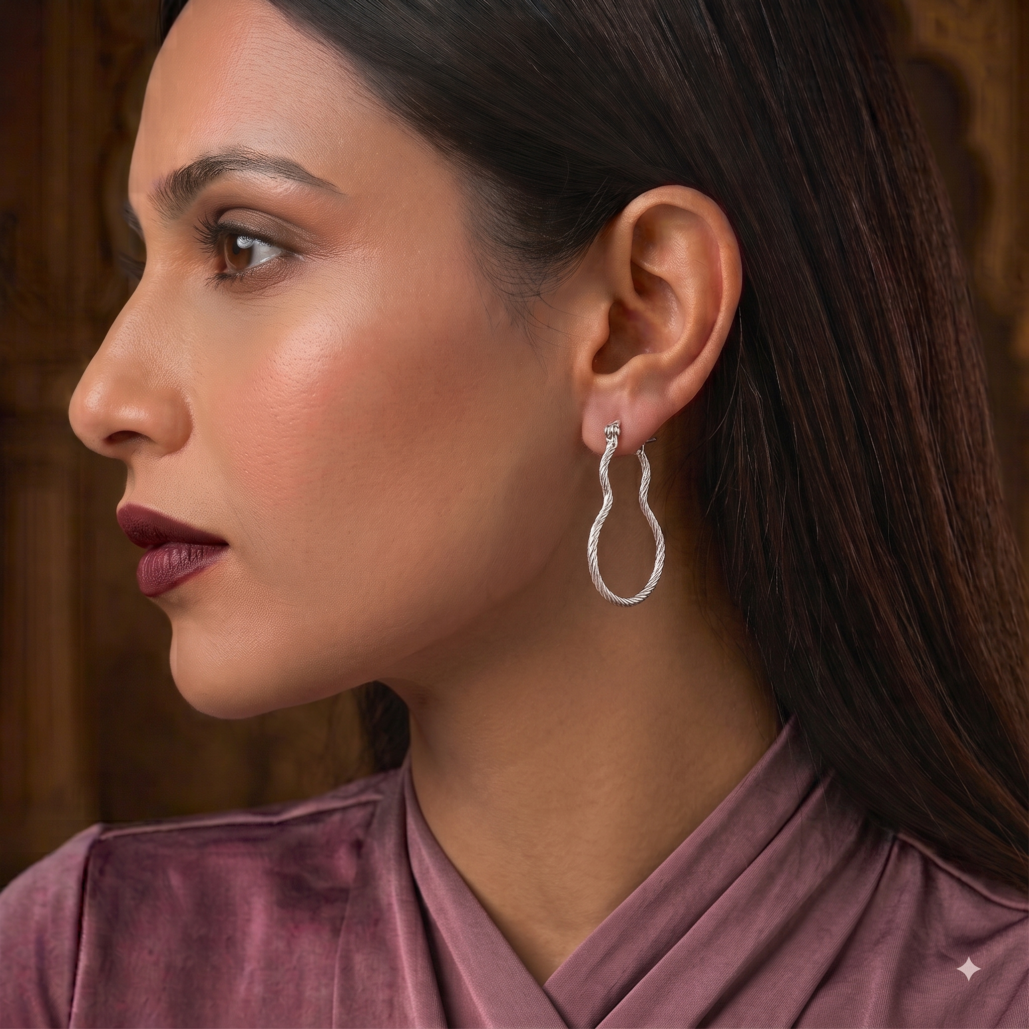 925 Sterling Silver Teardrop Hoop Earrings, Twisted Silver Hoops, Minimalist Earrings, Everyday Jewelry Gift for Her