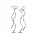 Silver Wave Drop Earrings