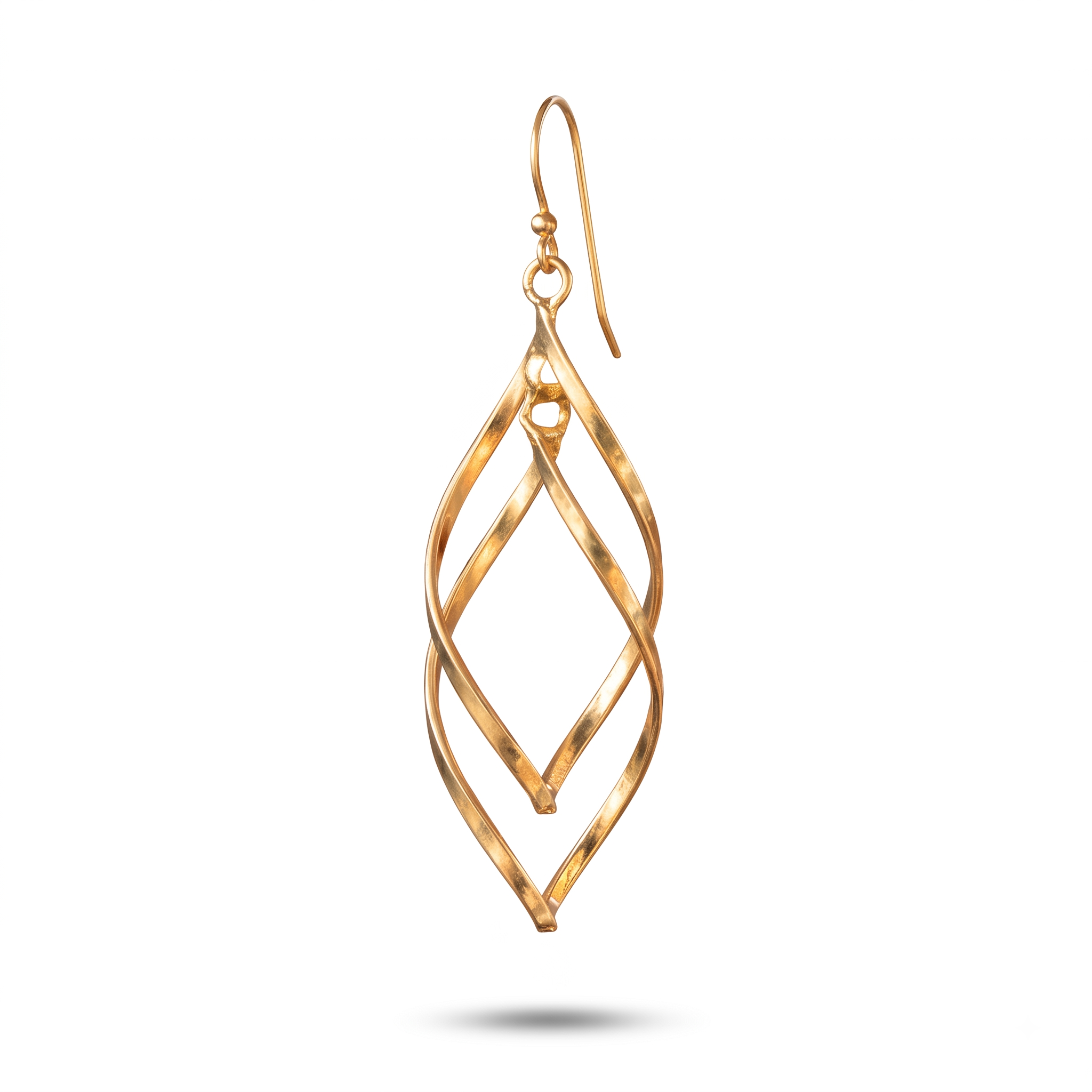 Sterling Silver Gold Plated Twist Drop Earrings, Geometric Dangle Jewelry