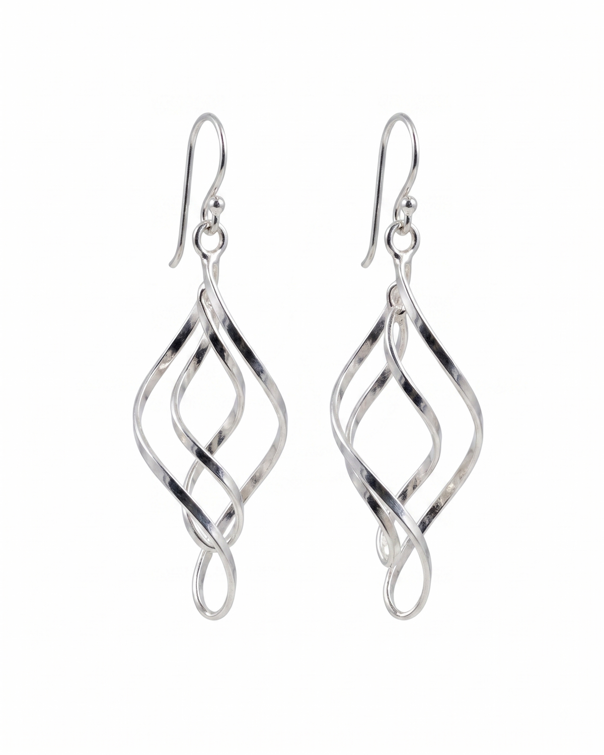 925 Sterling Silver Twisted Dangle Earrings, Spiral Drop Earrings, Modern Silver Earrings, Elegant Statement Jewelry, Birthday Gift for Her