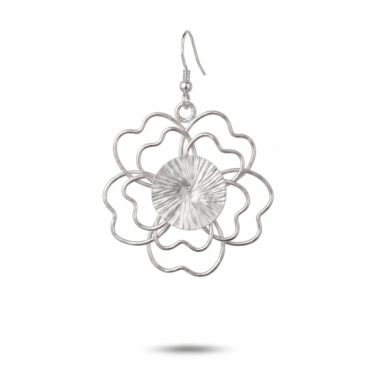 925 Sterling Silver Flower Earrings, Floral Dangle Earrings, Botanical Silver Jewelry, Lightweight Statement Earrings, Gift for Her