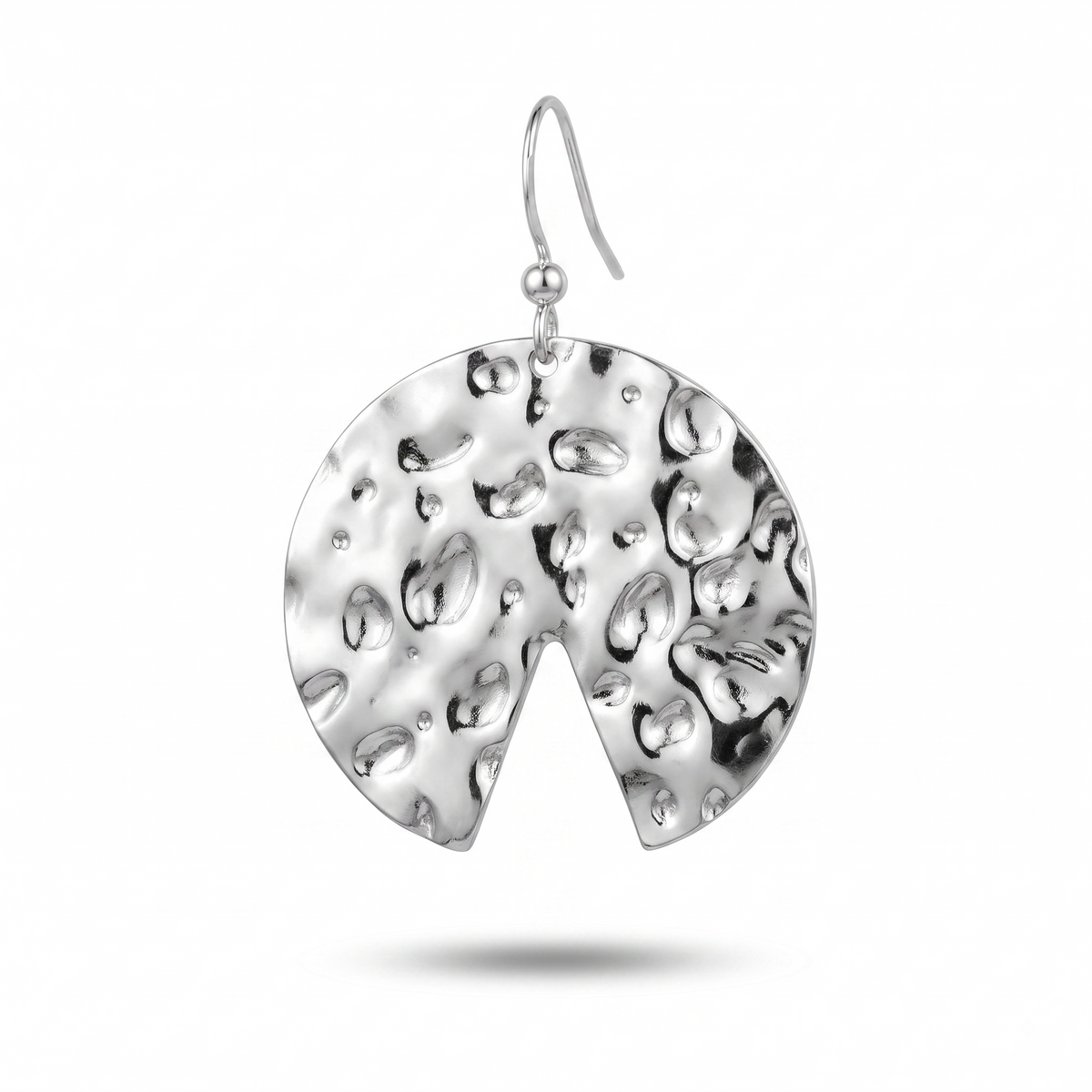 Circle Dangle Earrings | Textured Round Cutout Drop Earrings for Women | Handmade Lightweight Jewelry