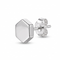 925 Sterling Silver Hexagon Stud Earrings: Minimalist Geometric Everyday Jewelry