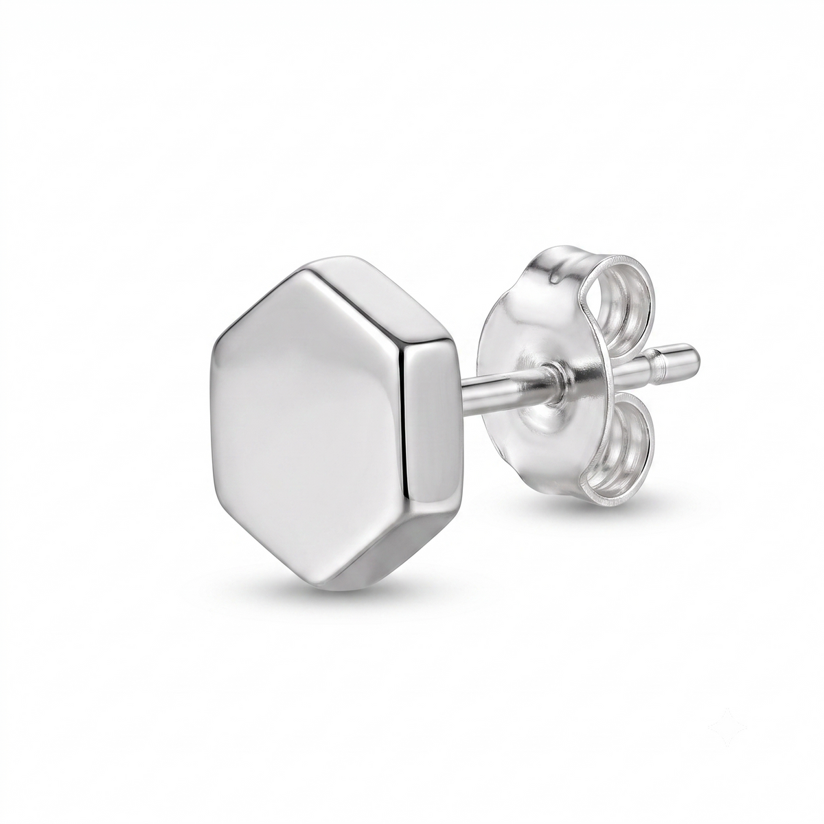 925 Sterling Silver Hexagon Stud Earrings: Minimalist Geometric Everyday Jewelry