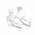 Sterling Silver Dainty Floral Stud Earrings – Minimalist High Shine Everyday Wear
