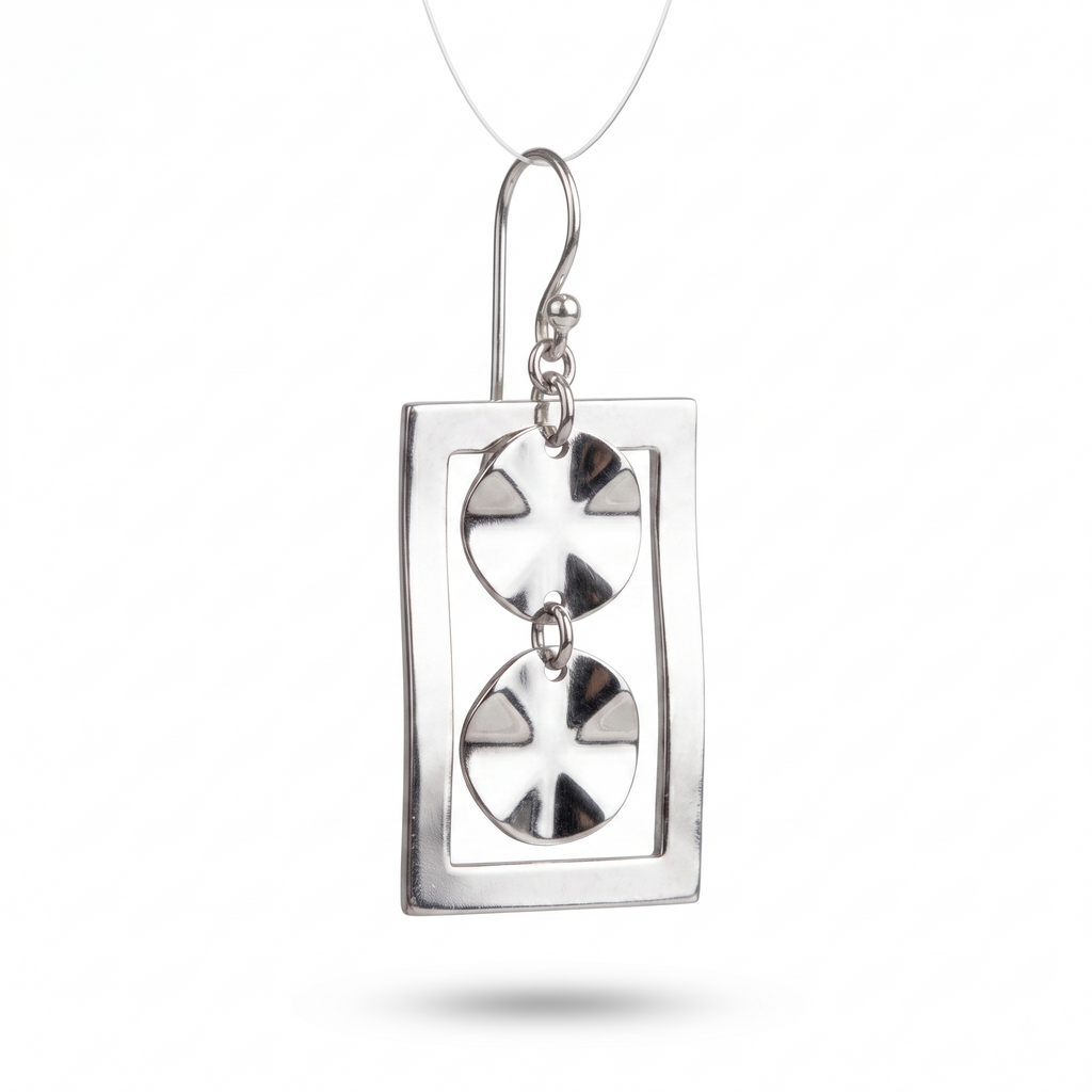 925 Sterling Silver Geometric Rectangle Drop Earrings – Modern Minimalist Everyday Wear
