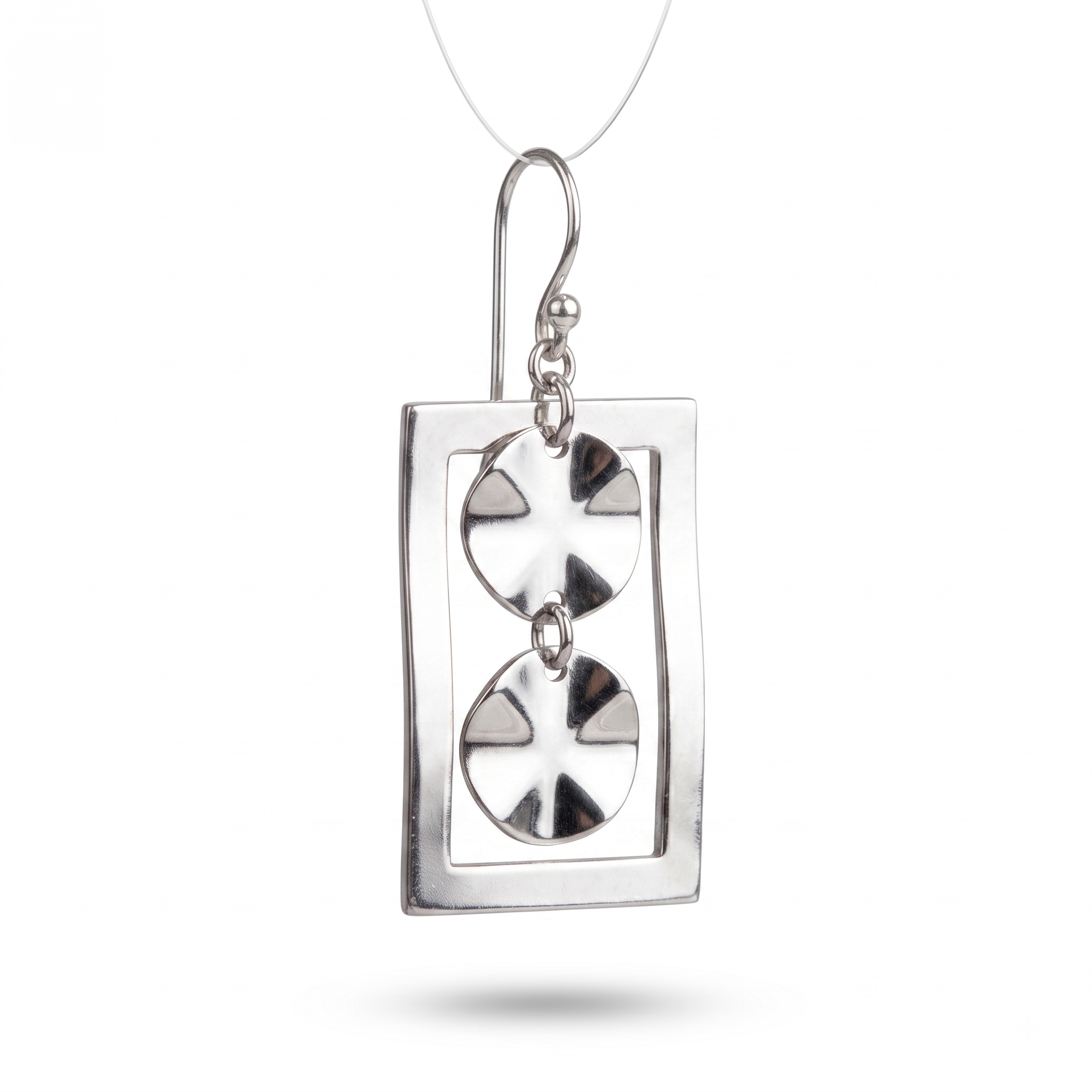 925 Sterling Silver Geometric Rectangle Drop Earrings – Modern Minimalist Everyday Wear