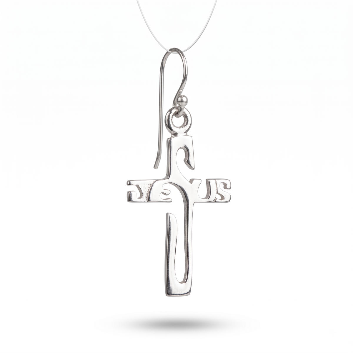 Sterling Silver Jesus Cross Dangle Earrings – Minimalist Faith Jewelry