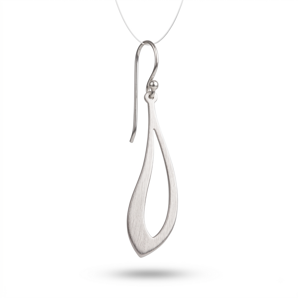 Minimalist Sterling Silver Teardrop Dangle Earrings | Handmade Modern Jewelry