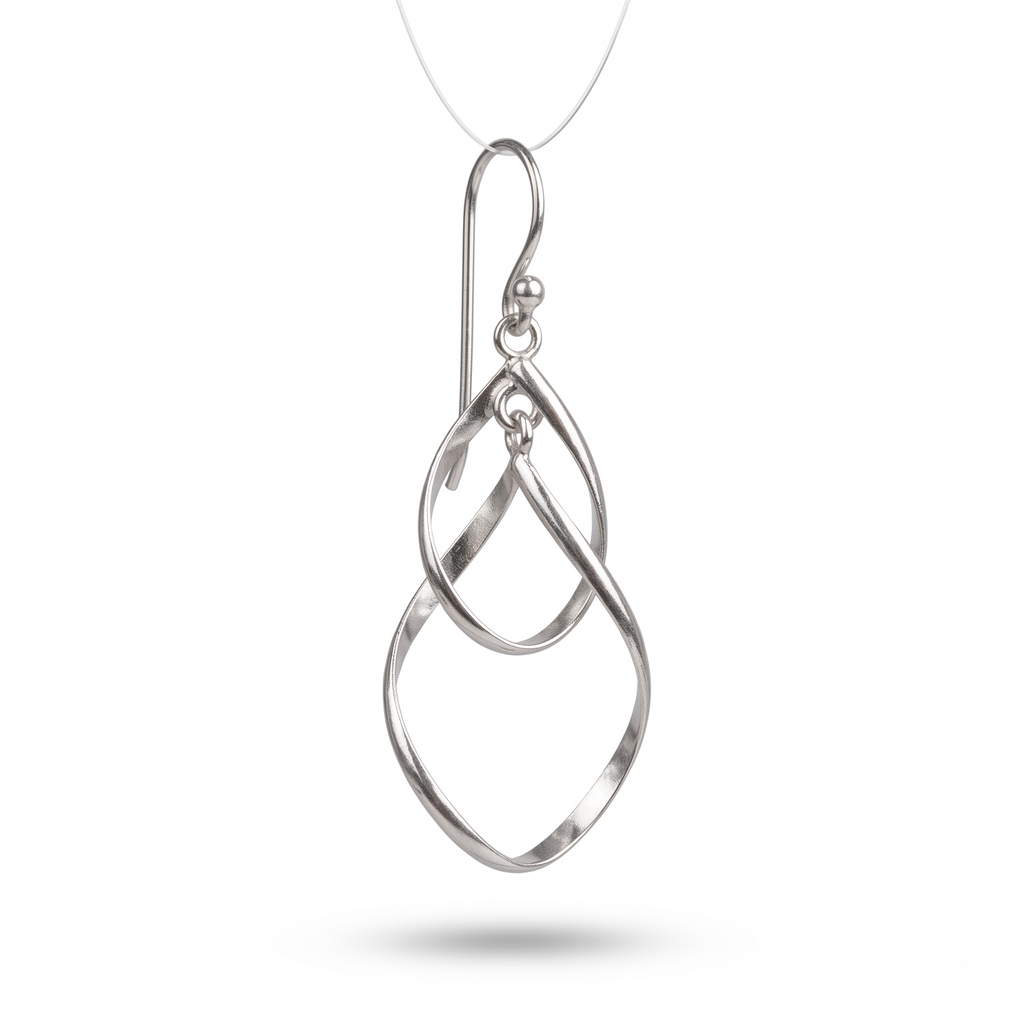 Handmade Silver Twist Dangle Earrings