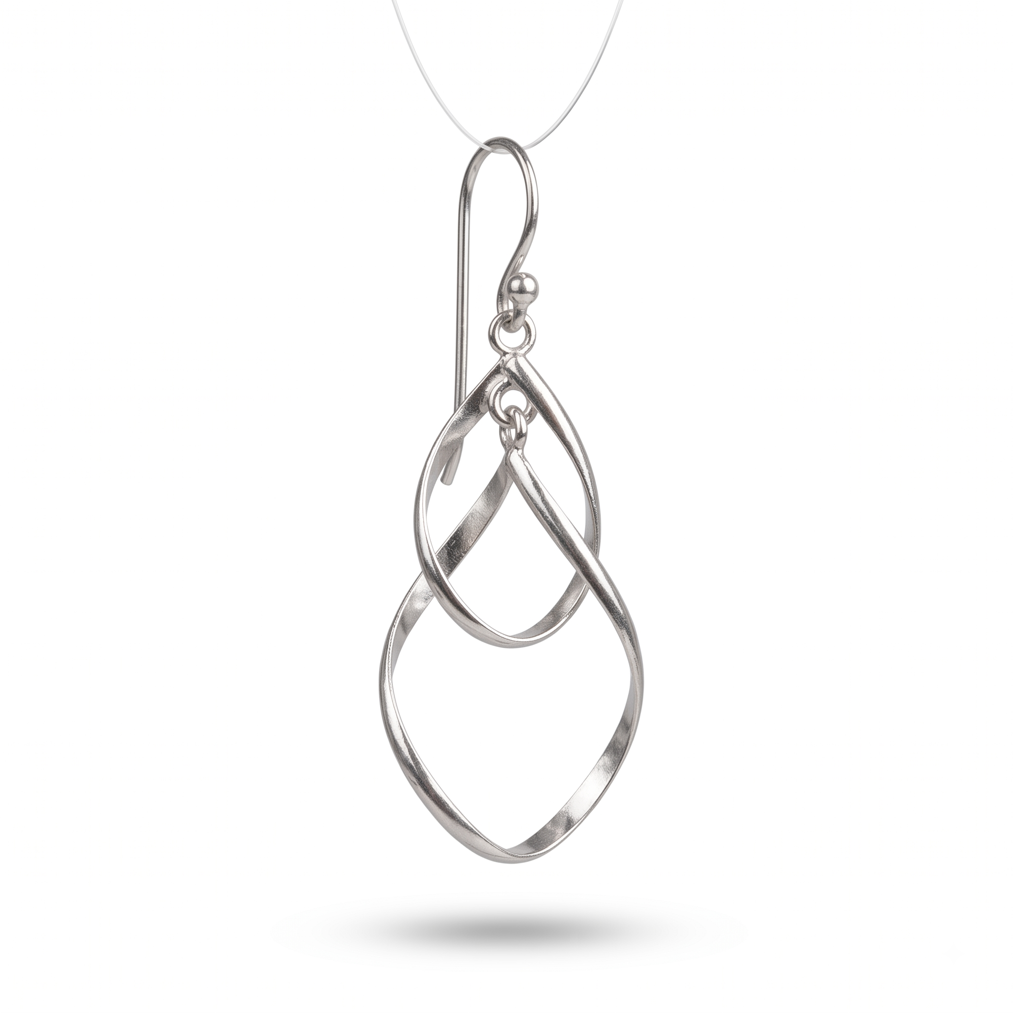 Handmade Silver Twist Dangle Earrings