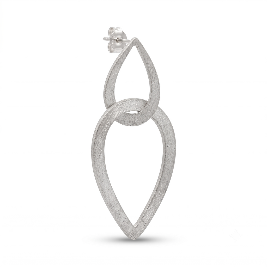 Sterling Silver Geometric Teardrop Earrings, Modern Minimalist Dangle Jewelry