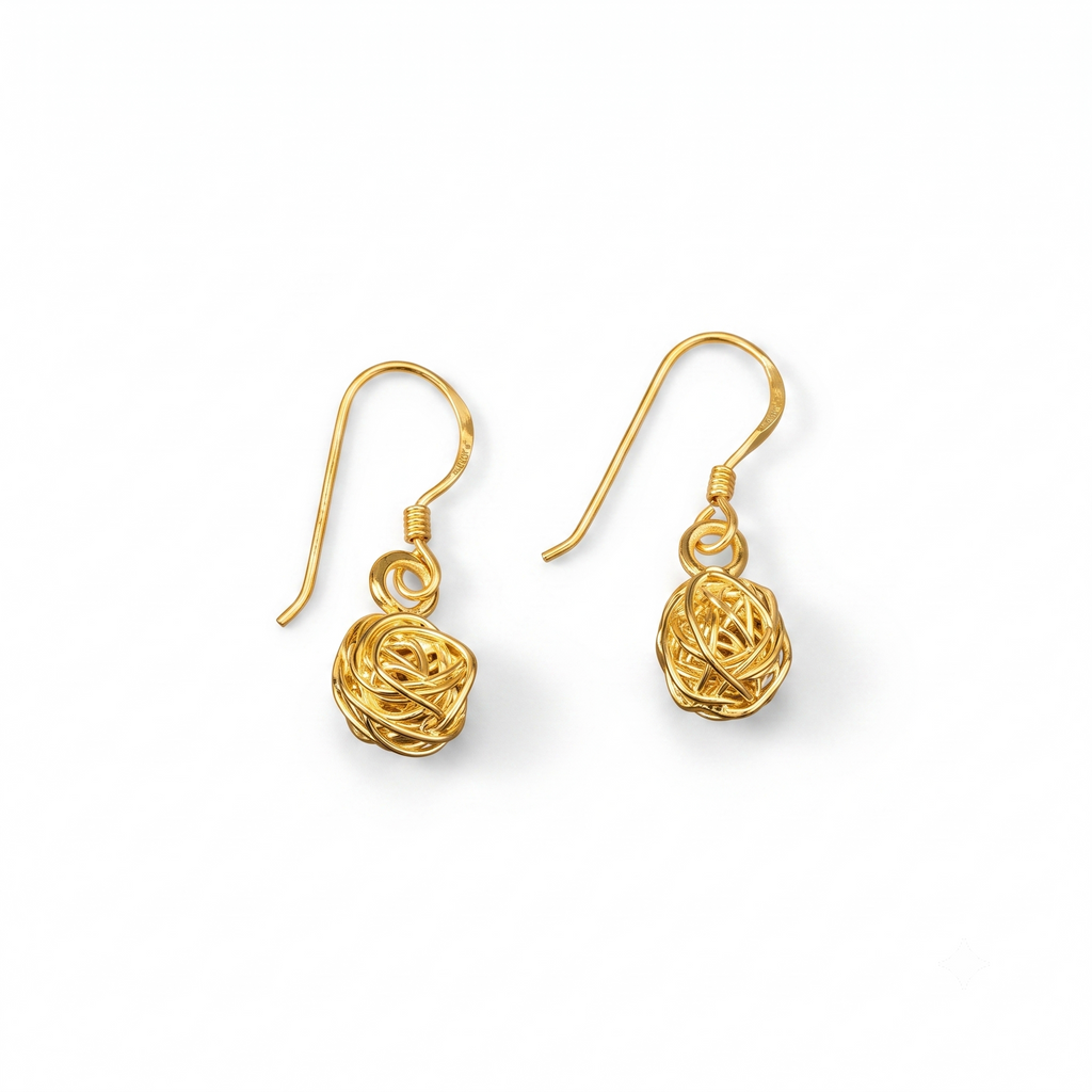 Sterling Silver 14K Gold Plated Dangle Earrings, Floral Rose Jewelry, Minimalist Design