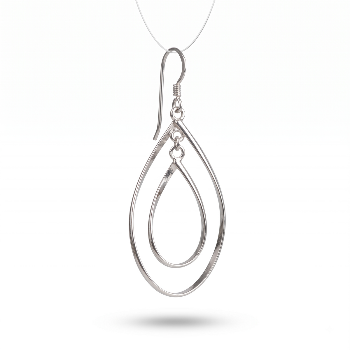 925 Sterling Silver Double Hoop Earrings: Modern Geometric Dangle Jewelry