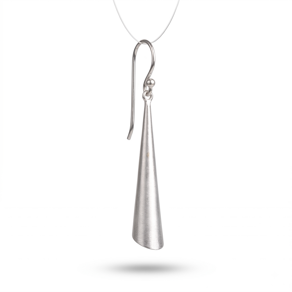 Sterling Silver Cone Drop Earrings, Modern Minimalist Dangle Jewelry