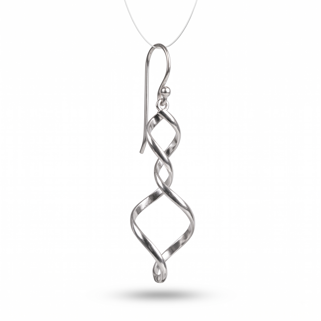 Sterling Silver Abstract Double Curve Dangle Earrings – Modern Sculptural Jewelry