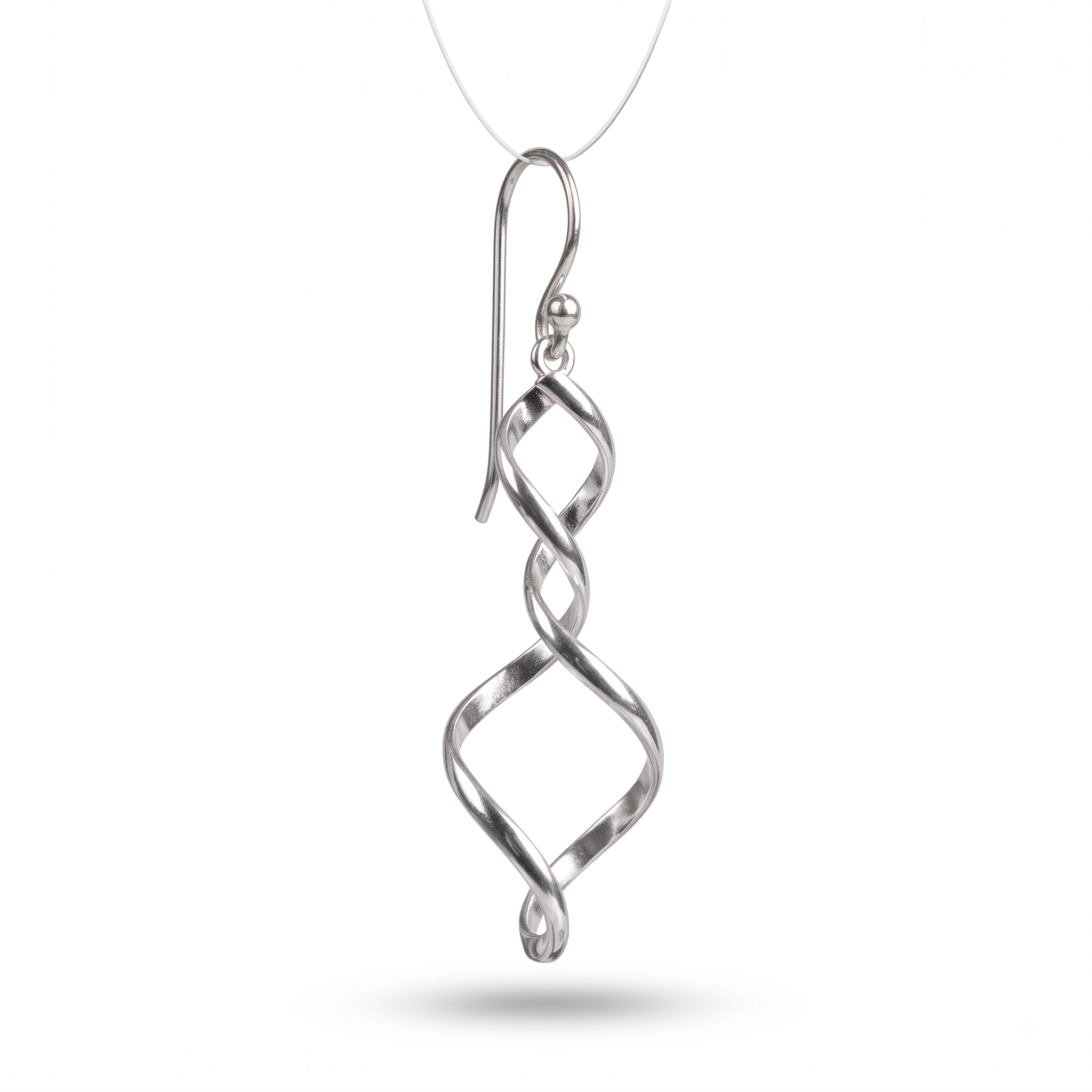 Sterling Silver Abstract Double Curve Dangle Earrings – Modern Sculptural Jewelry