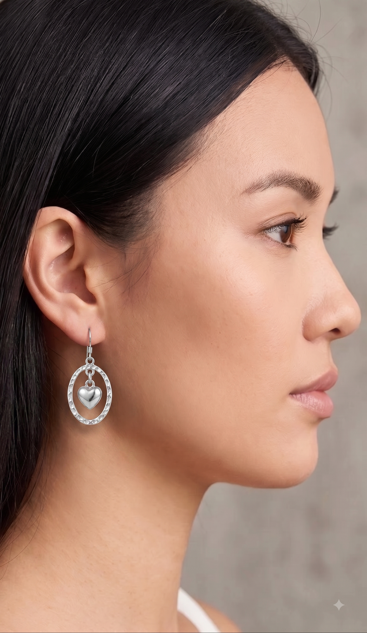 Handmade Silver Heart Dangle Earrings