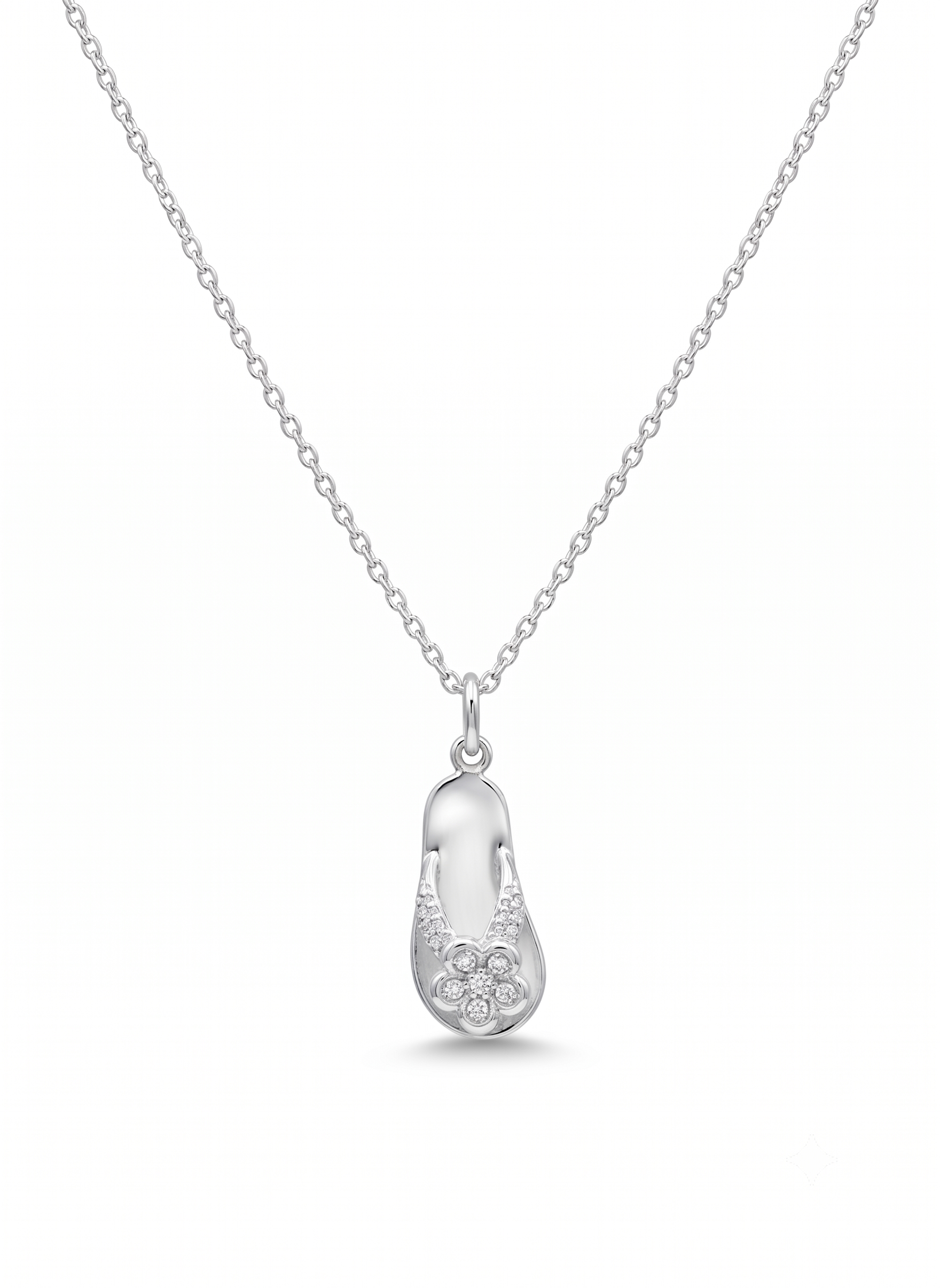 Sterling Silver Flip Flop Necklace – Floral Beach Sandal Pendant