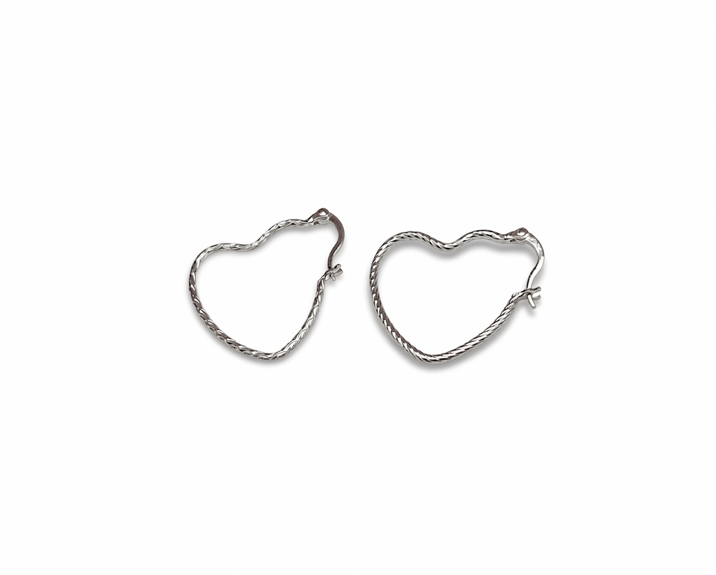 925 Sterling Silver Heart Hoop Earrings, Twisted Heart Earrings, Minimalist Silver Hoops, Romantic Jewelry Gift for Her, Everyday Earrings