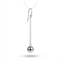 925 Sterling Silver Chain Drop Earrings: Minimalist Dainty Sphere Design, Polished High Shine