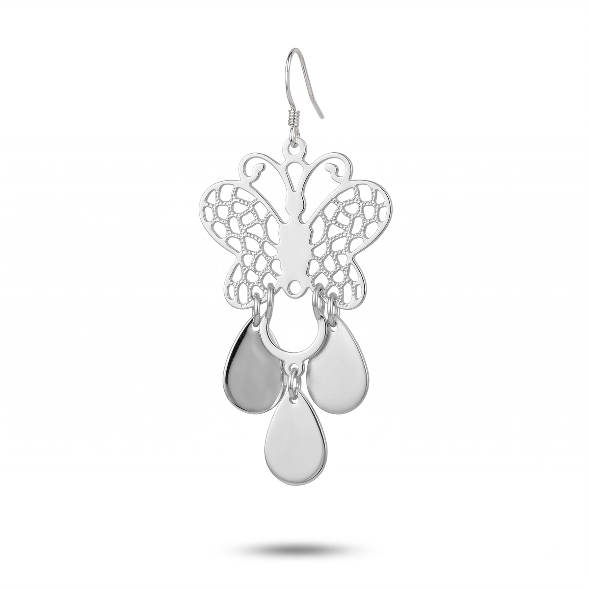 Butterfly Dangle Earrings: Silver-Plated Boho Teardrop Jewelry