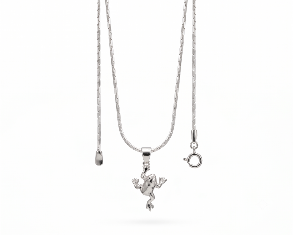 Silver Frog Pendant Necklace | 925 Sterling Silver Animal Charm Jewelry | Cute Frog Necklace for Women & Men | Unique Nature Gift