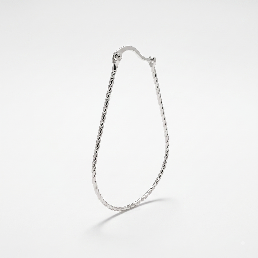 925 Sterling Silver Teardrop Hoop Earrings, Twisted Silver Hoops, Minimalist Drop Earrings, Lightweight Everyday Jewelry, Gift for Her