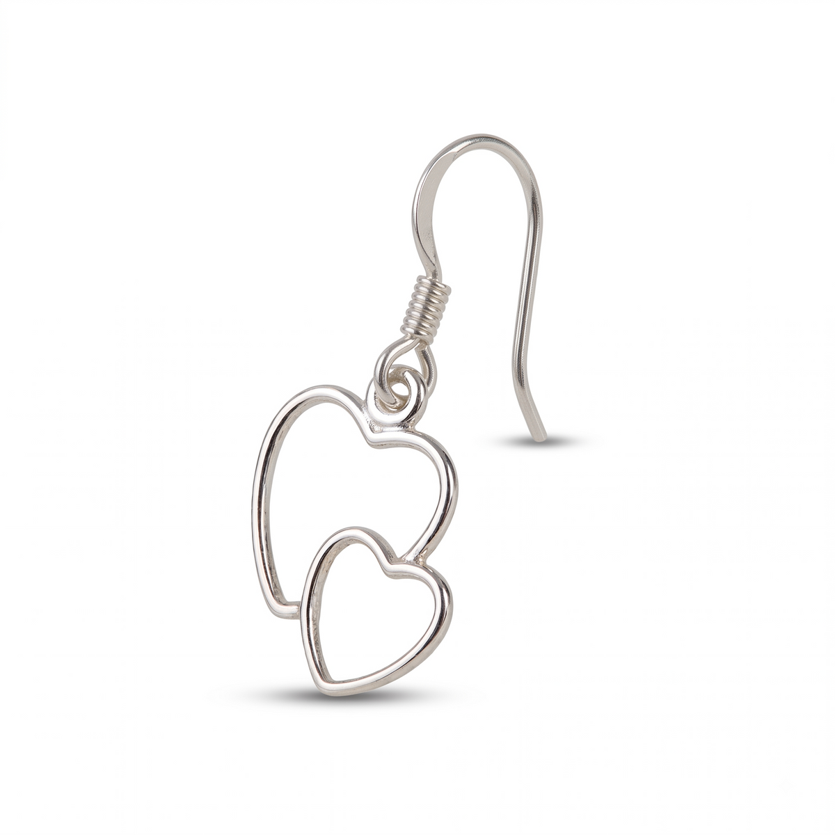 Dainty Silver-Tone Interlocking Heart Dangle Earrings: Minimalist Jewelry, with free gift