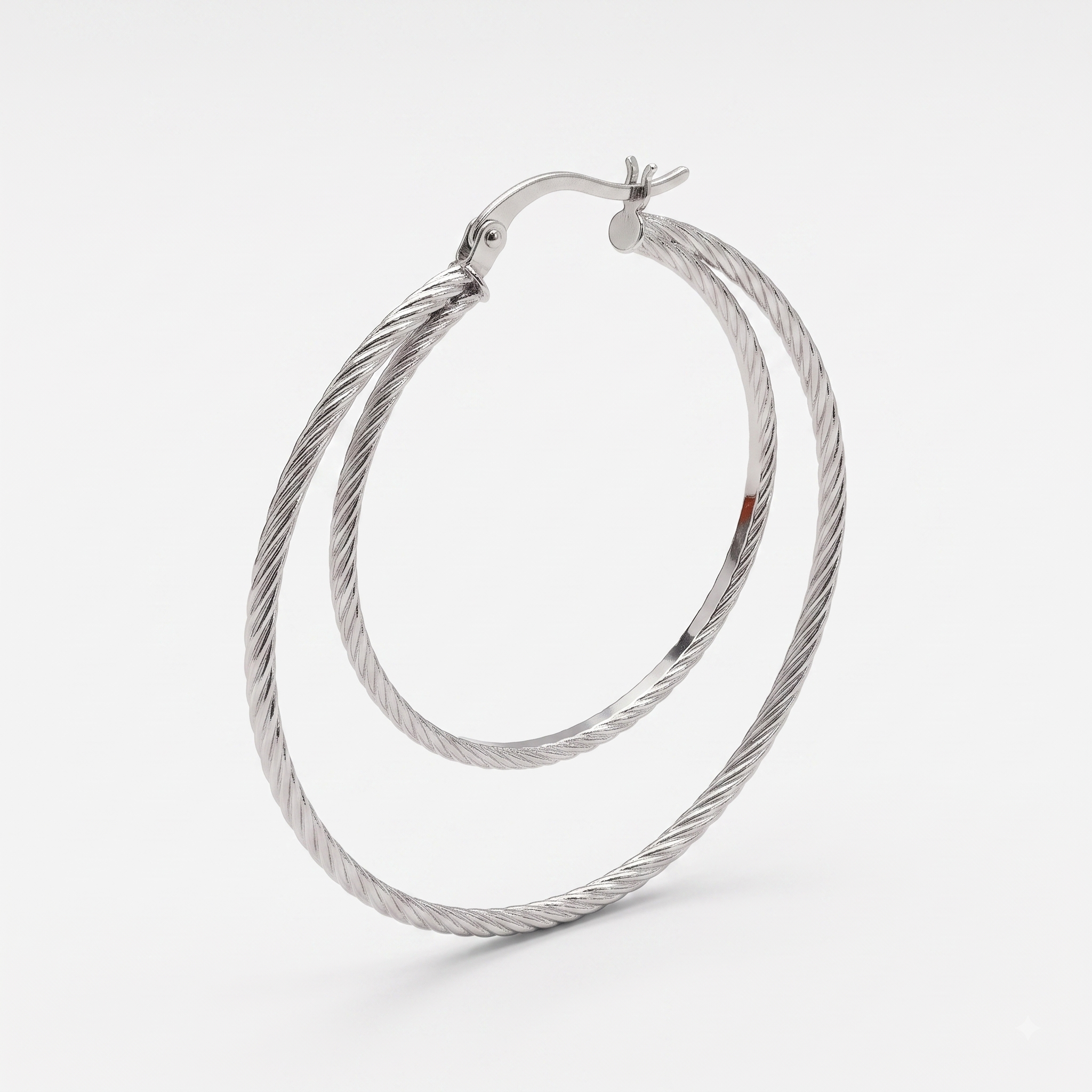 Sterling Silver Double Hoop Earrings, Textured Layered Circles, Minimalist Everyday Jewelry