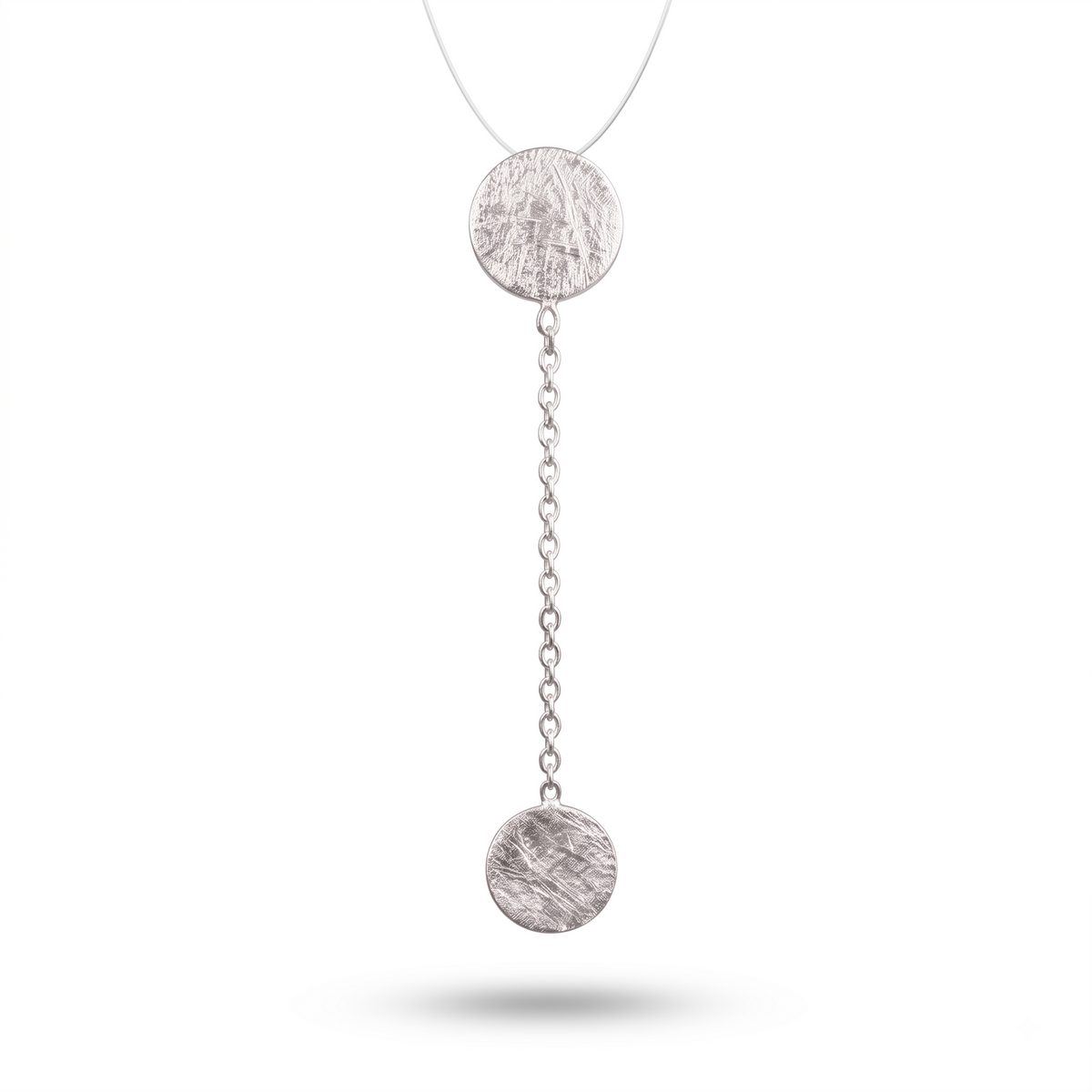 925 Sterling Silver Dangle Earrings, Disc Drop Earrings, Minimalist Chain Earrings, Modern Silver Jewelry, Gift for Her