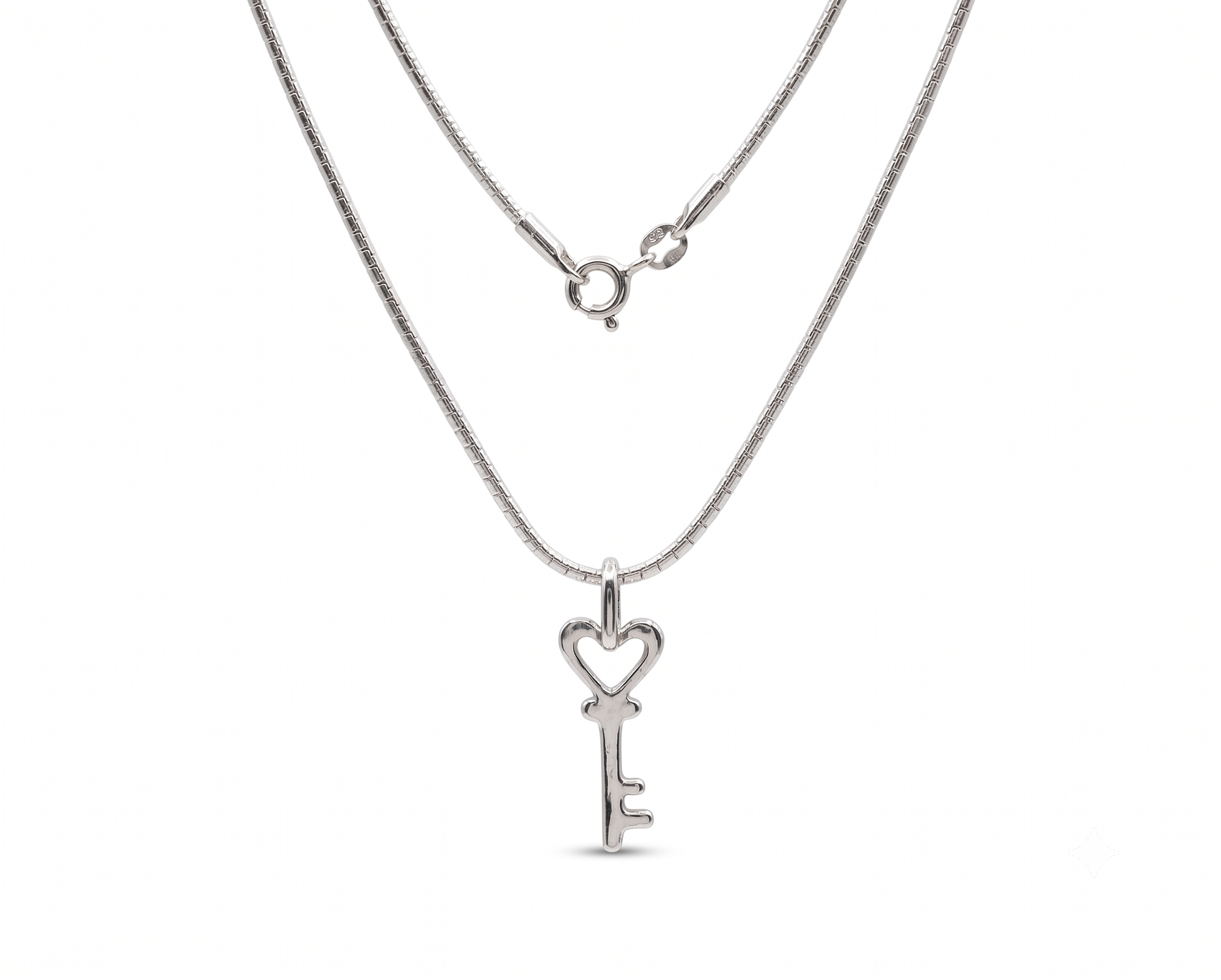 Sterling Silver Heart Key Necklace | Minimalist Key Pendant Jewelry | Dainty Gift for Her | Love Key Necklace | Christmas & Birthday Gift