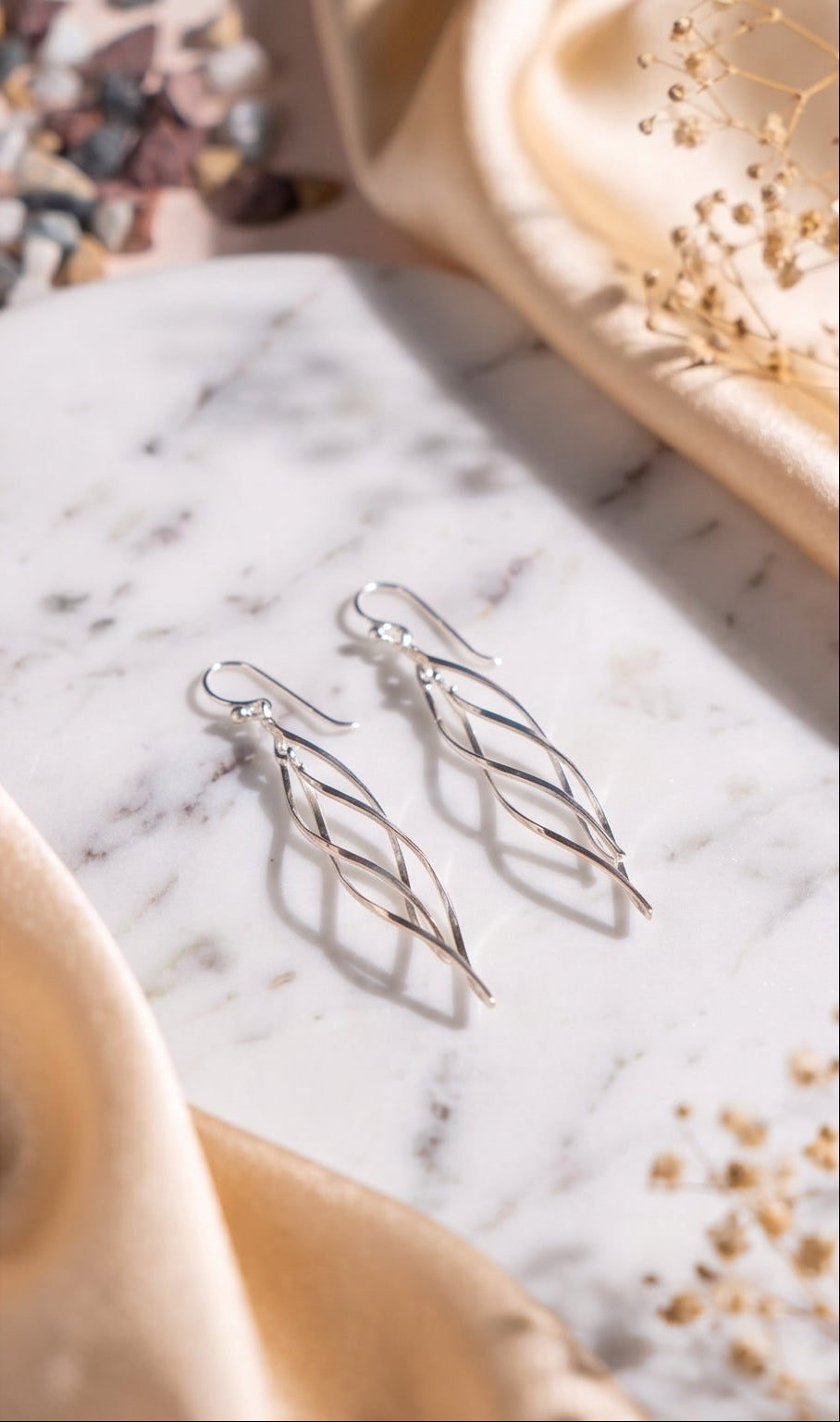 Handmade Sterling Silver Twisted Drop Earrings | Boho Dangle Jewelry