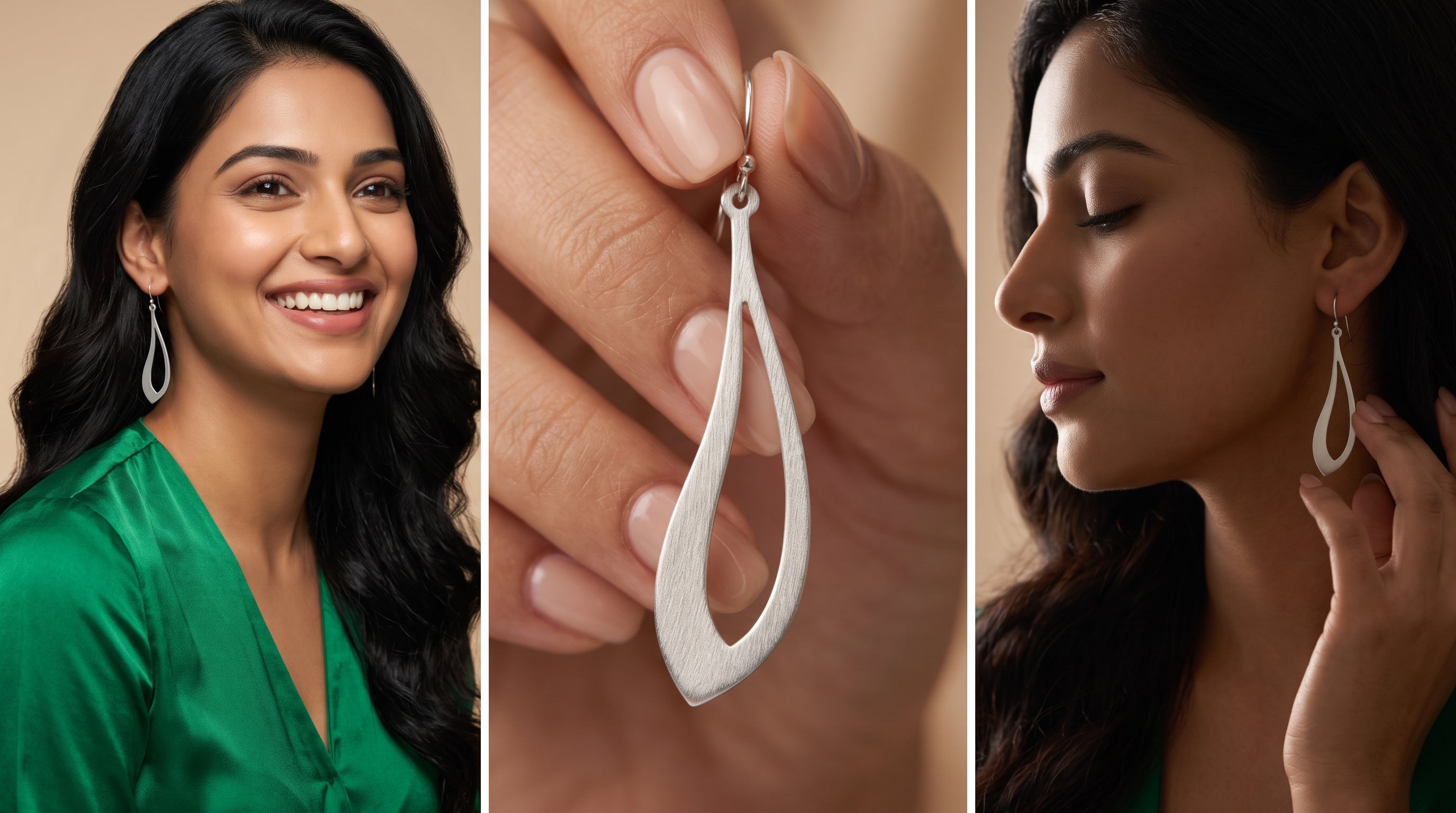 Minimalist Sterling Silver Teardrop Dangle Earrings | Handmade Modern Jewelry