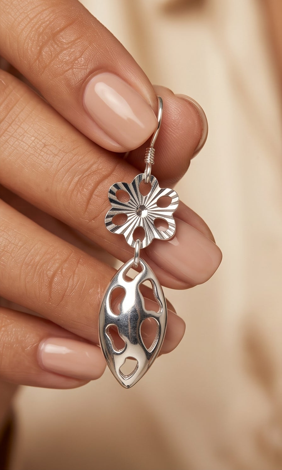 Handmade Silver Tone Dangle Earrings: Boho Lightweight Alloy Jewelry