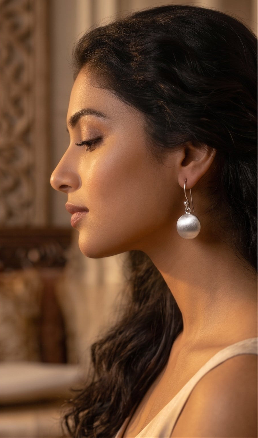 Handmade Sterling Silver Ball Earrings | Matte Finish Dangle Jewelry, with free gift