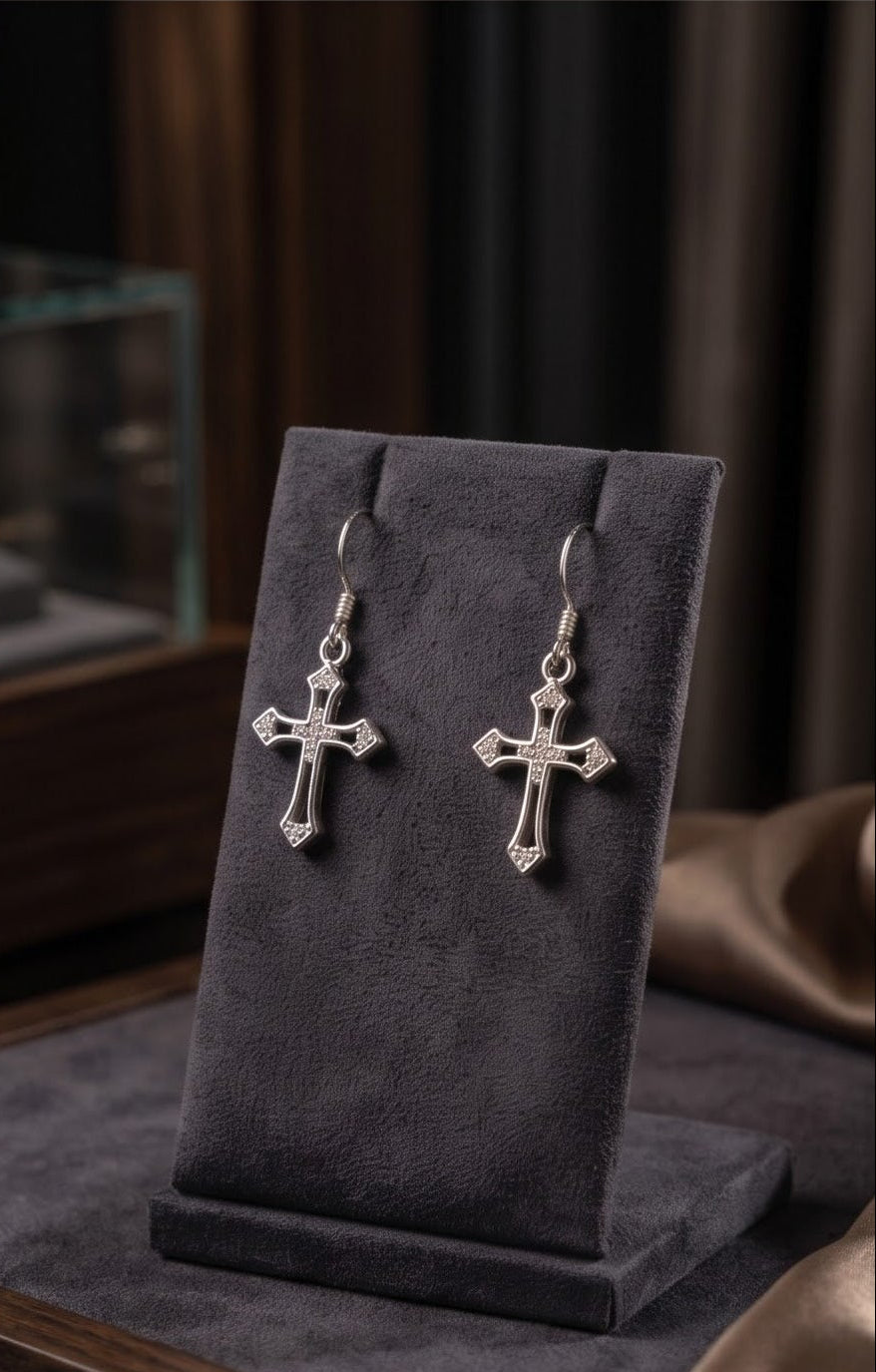 Dainty Cross Dangle Earrings