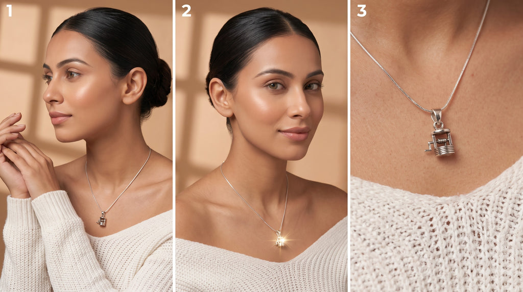 Sterling Silver Christmas Lantern Necklace | Minimalist Charm Pendant