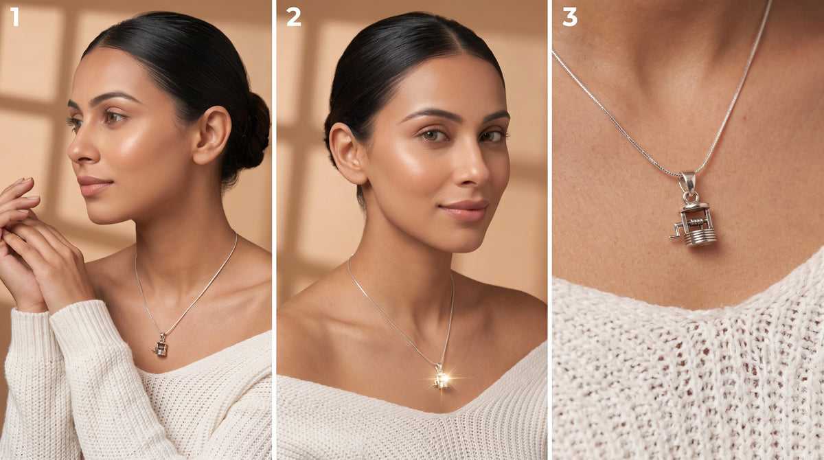 Sterling Silver Christmas Lantern Necklace | Minimalist Charm Pendant