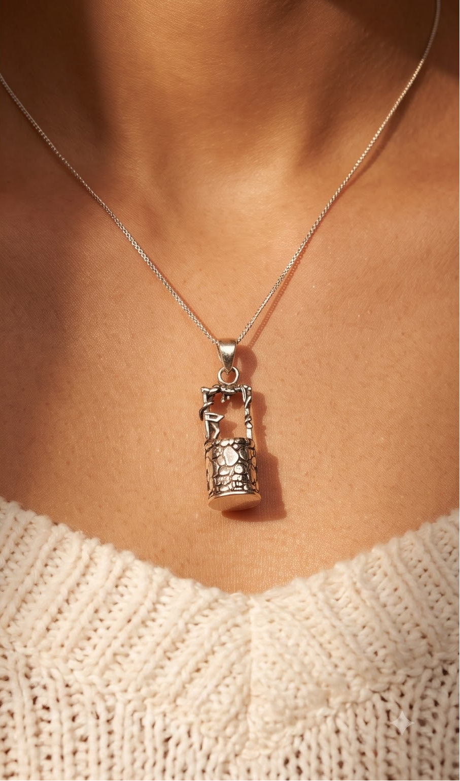 Sterling Silver Well Pendant Necklace – Handmade Charm Jewelry
