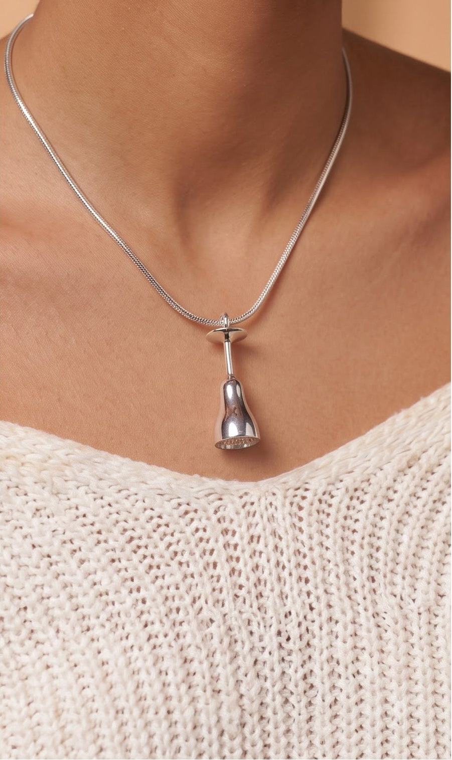 Sterling Silver Bell Pendant Necklace | Handmade Musical Charm