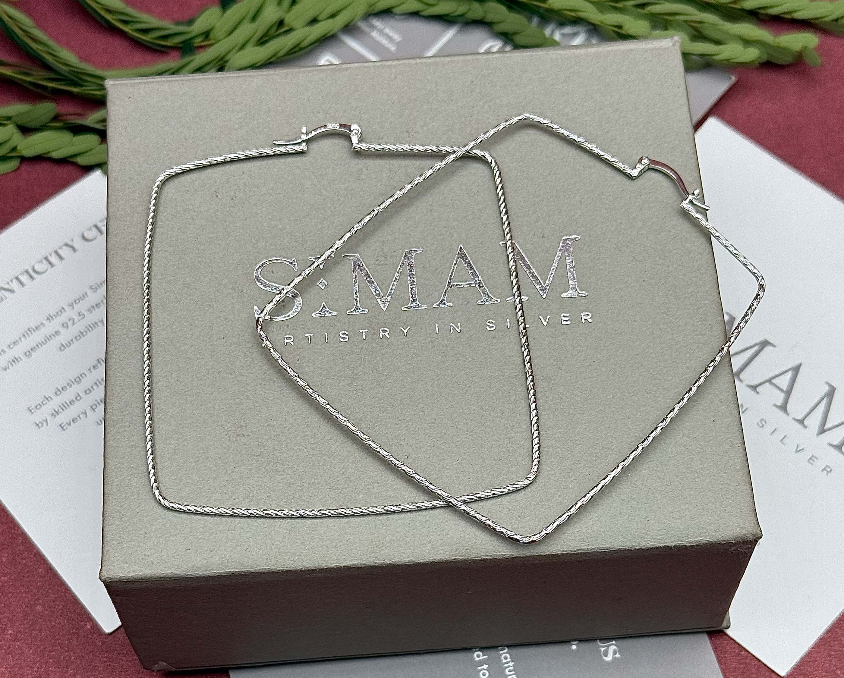 925 Sterling Silver Square Hoop Earrings, Geometric Hoop Earrings, Minimalist Silver Hoops, Modern Jewelry, Gift for Her