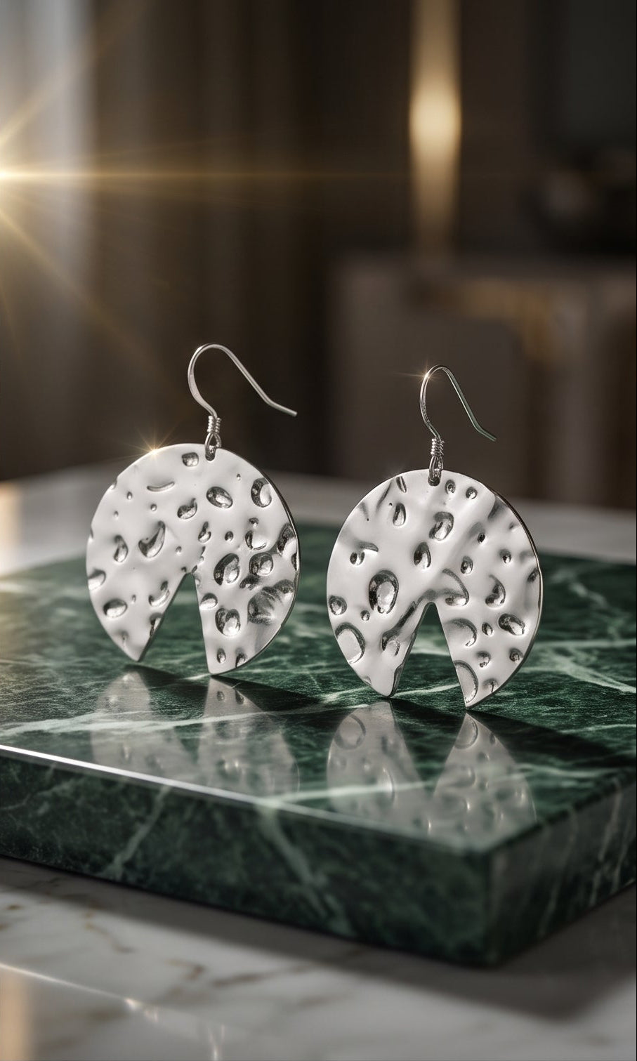 Circle Dangle Earrings | Textured Round Cutout Drop Earrings for Women | Handmade Lightweight Jewelry