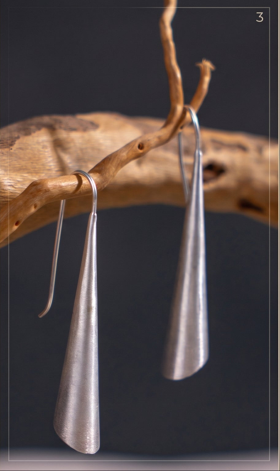 Sterling Silver Cone Drop Earrings, Modern Minimalist Dangle Jewelry
