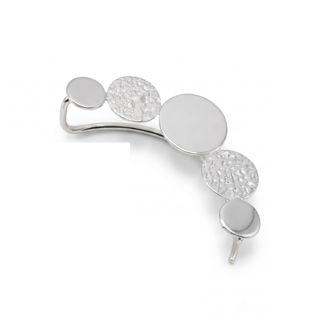 Handmade Sterling Silver 92.5 Geometric Hoop Ear Cuffs| Textured Circle Jewelry