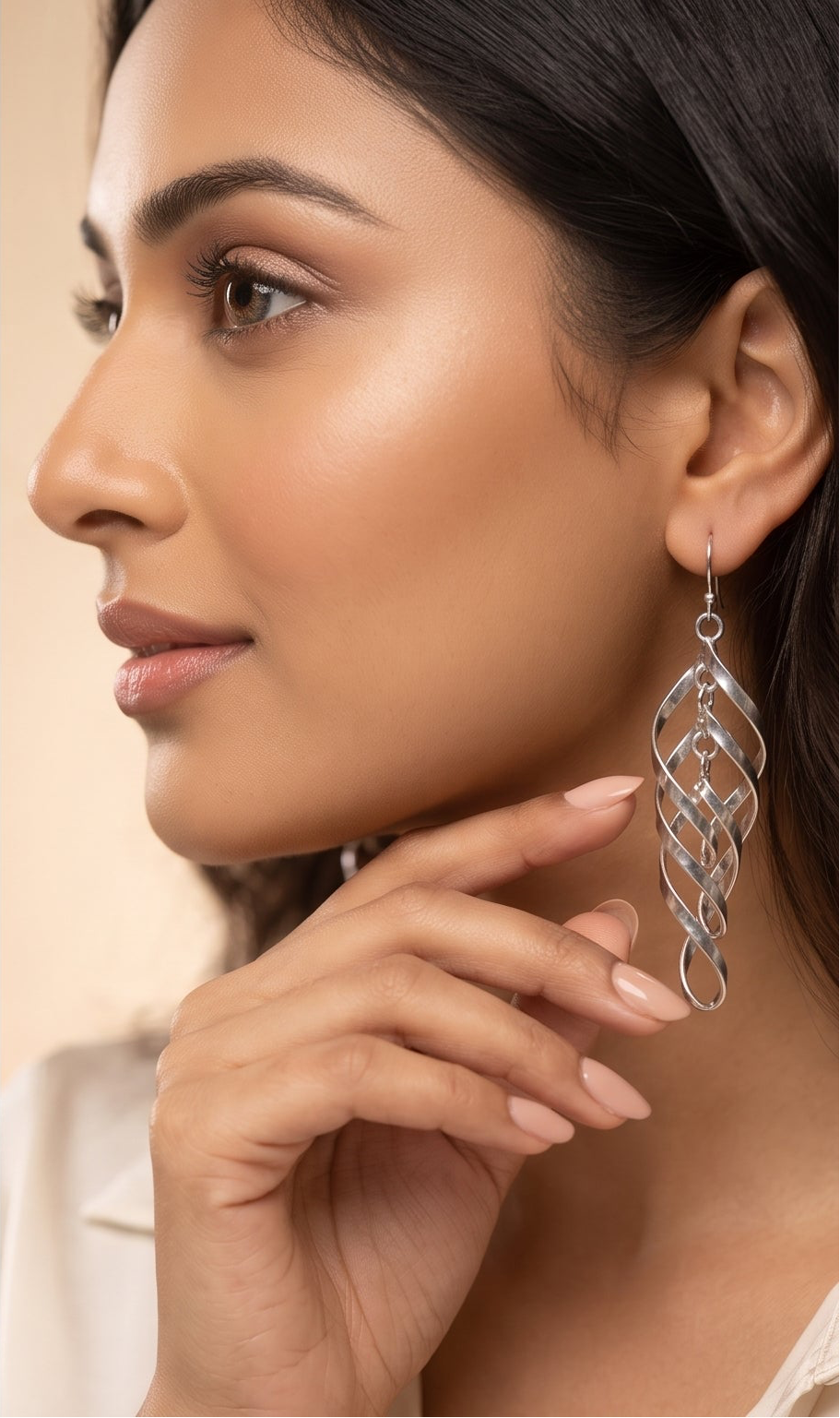 Handmade Sterling Silver Spiral Dangle Earrings | Boho Drop Jewelry