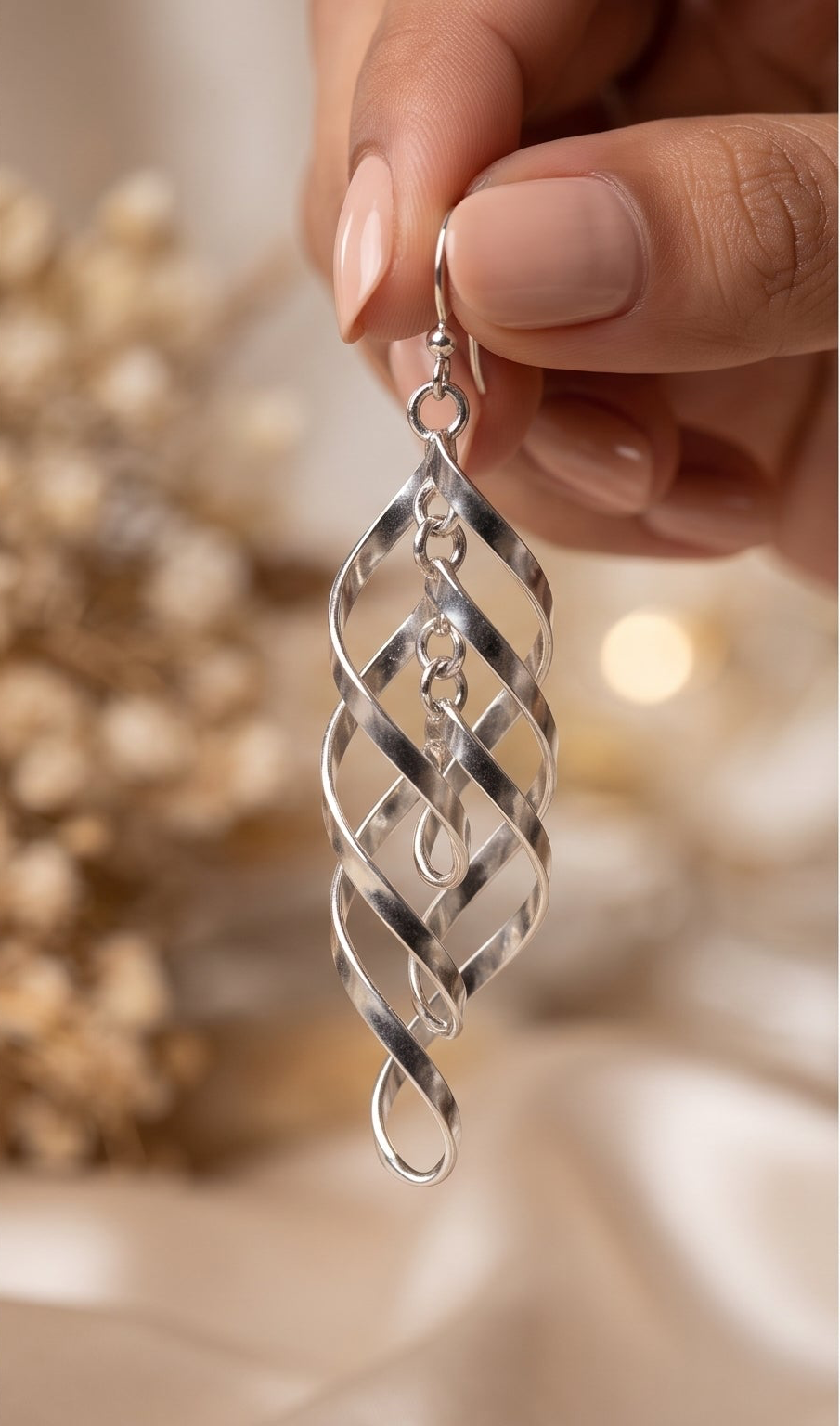 Handmade Sterling Silver Spiral Dangle Earrings | Boho Drop Jewelry