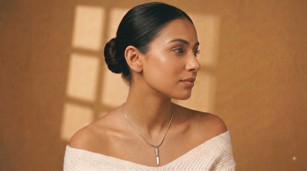 Knife Pendant Necklace & Dangle Earrings Set | Minimalist Silver Jewelry